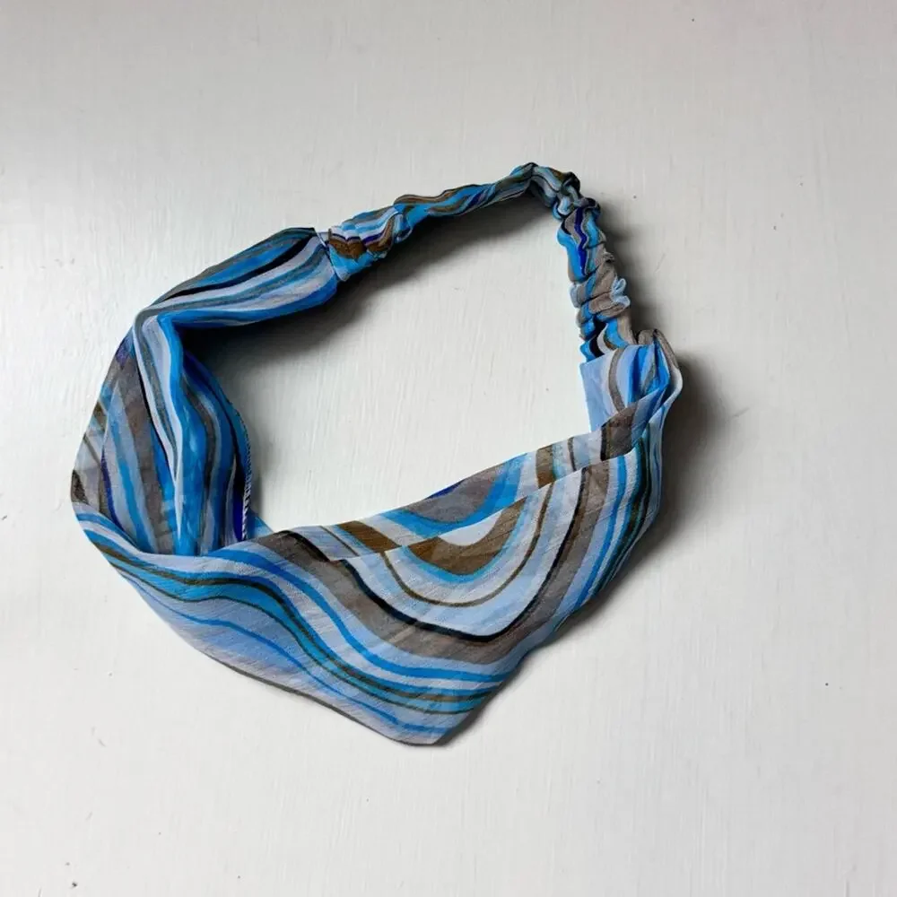 Blue and Gray Patterned  Stretchy Hair Accessories Headband New in Package